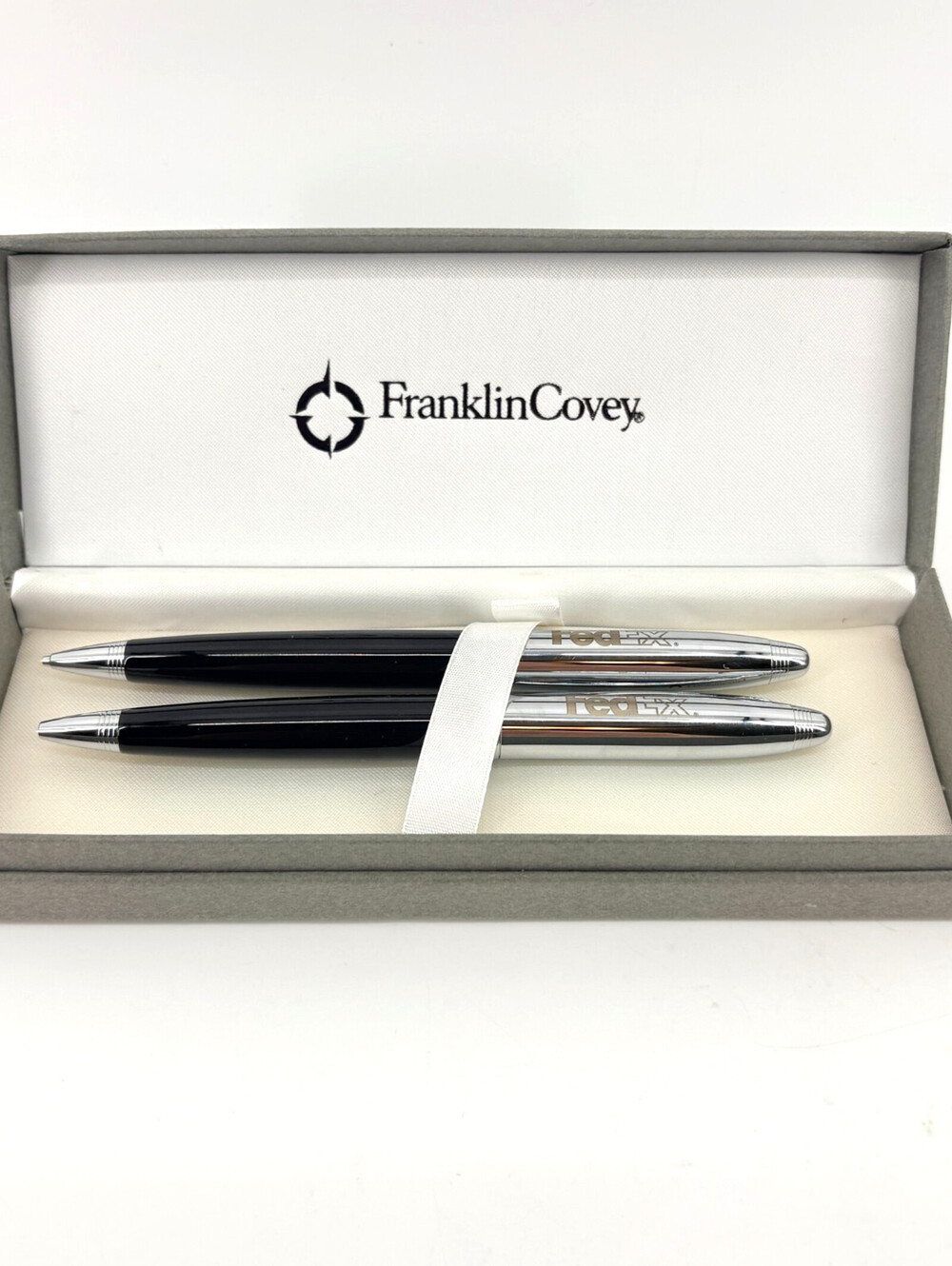 Franklin Covey Black Lacquer W/ Chrome Pen & .9mm Pencil Set Federal Express